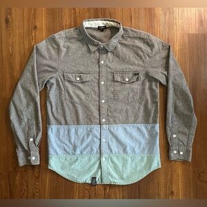 LRG Woven Men's Color Block Long Sleeve Button Down Cotton Shirt
